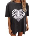 thumbnail image 1 of Camiseta de manga corta suelta con estampado de manga caída de Halloween para hombres y mujeres Pompotops hfajkhk140209, 1 of 9