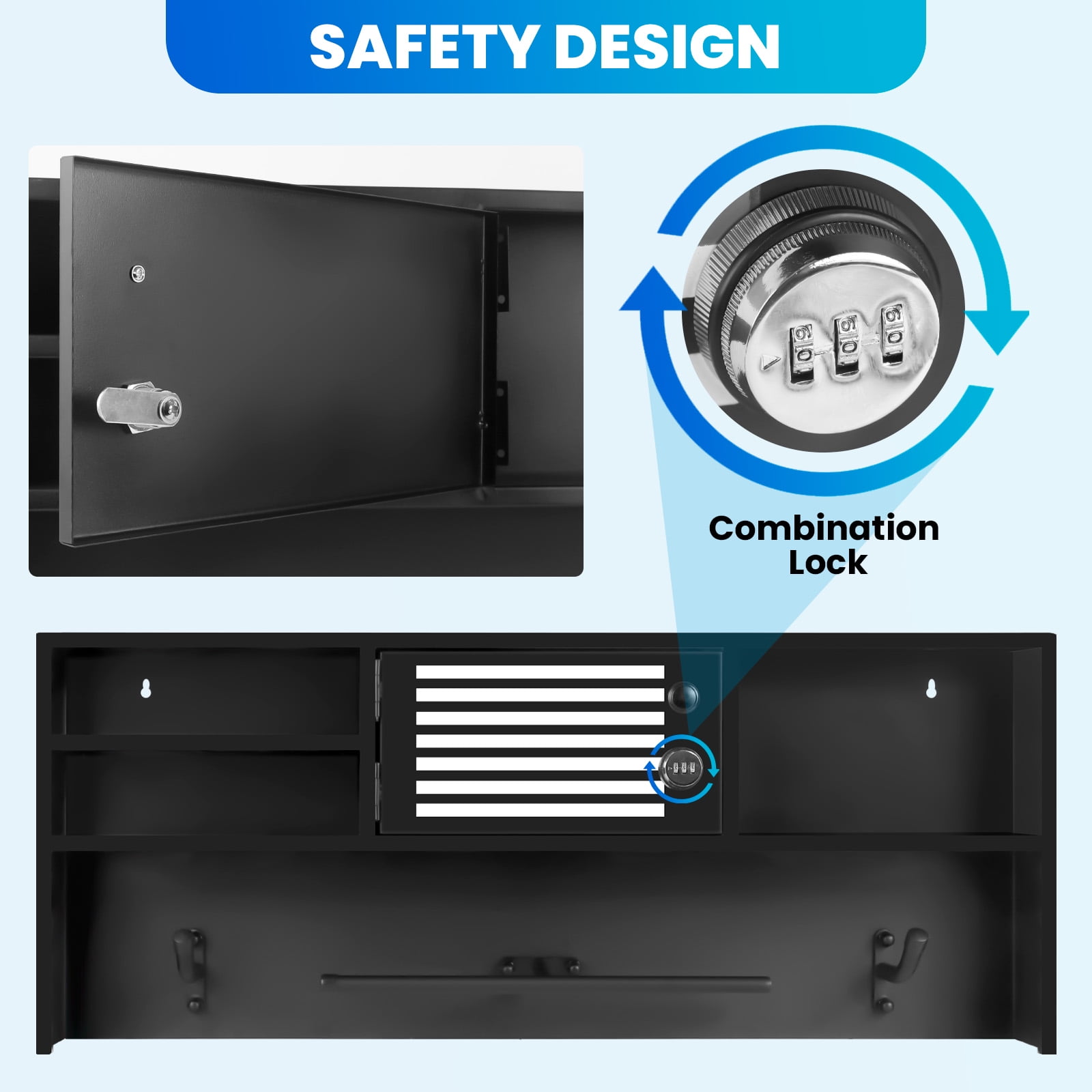 actical Duty Gear Rack Decor, Body Armor Stand, Police Gear Rack - Black Powder Coated Wall Mounted with Combination Lock, 3.9"W Size for Police Academy Graduation Gift