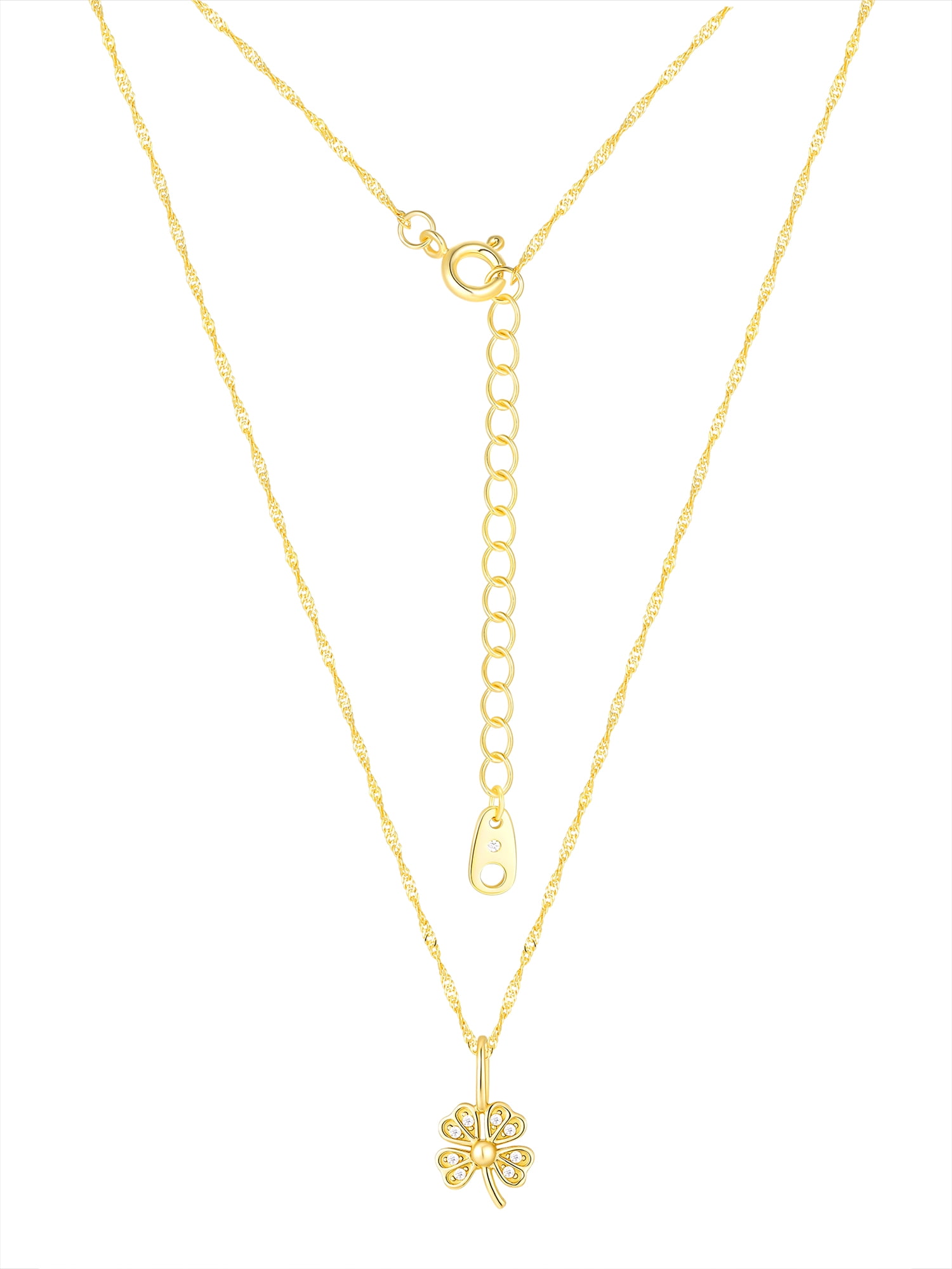 Believe by Brilliance Simultaed Pearl & Cubic Zirconia Clover Necklace Set in 14KT Gold Flash Plated