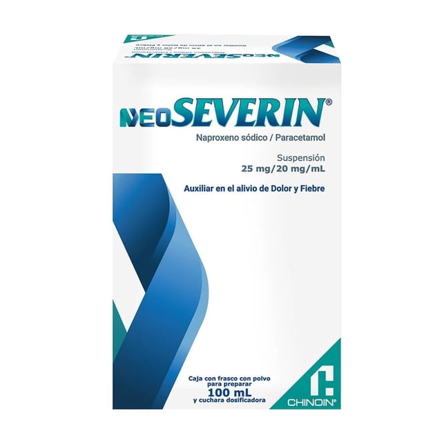 Neoseverin Naproxeno sódico 25 mg, Paracetamol 20 mg polvo para 100 ml