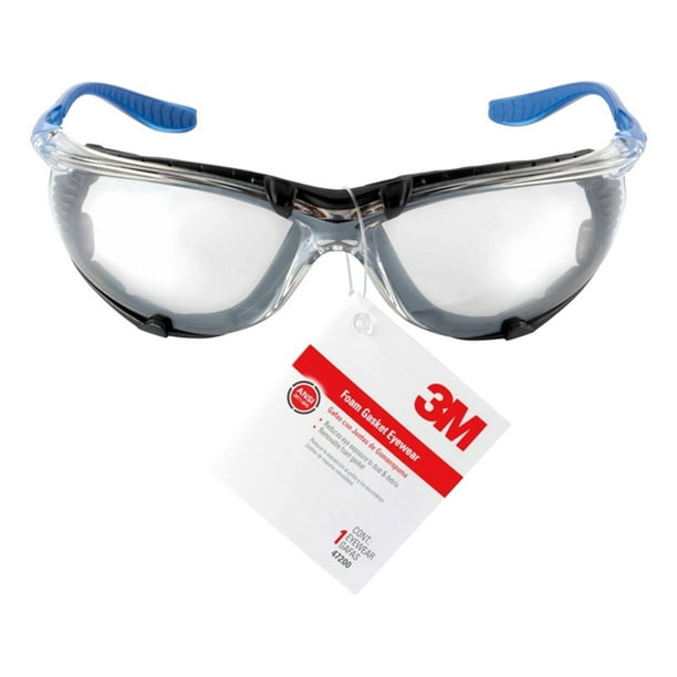 3M AntiFog Foam Gasket Safety Glasses Mirror Lens Black/Blue Frame 1