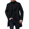 thumbnail image 4 of Homeyce Mens Single/Double Breasted Trench Coat Notched Collar Wool Blend Peacoat Classic Winter Trench Business Cardigan Jacket with Pockets Mid Long Jacket Overcoat,Black 4XL, 4 of 6
