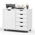 thumbnail image 2 of Costway Commode à 5 Tiroirs, Rangement Roulant, Classeur Latéral avec Tablette Ajustable, 2 of 10