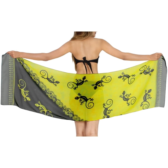 HAPPY BAY Women's Sarong Bikini Wraps Cover up Wrap Skirt Bathing suit Swimwear Swimsuit Beach Coverup for Women One Size Ebony, Lizard