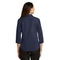 thumbnail image 2 of Port Authority Ladies 3/4 Sleeve SuperPro Twill Shirt-3XL (True Navy), 2 of 6