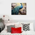 thumbnail image 4 of Nawypu  Peacock Canvas Wall Art Vintage Blue Peacock Standing on Flower Branch Picture Prints for Living Room Home Bedroom Decor Framed, 4 of 4