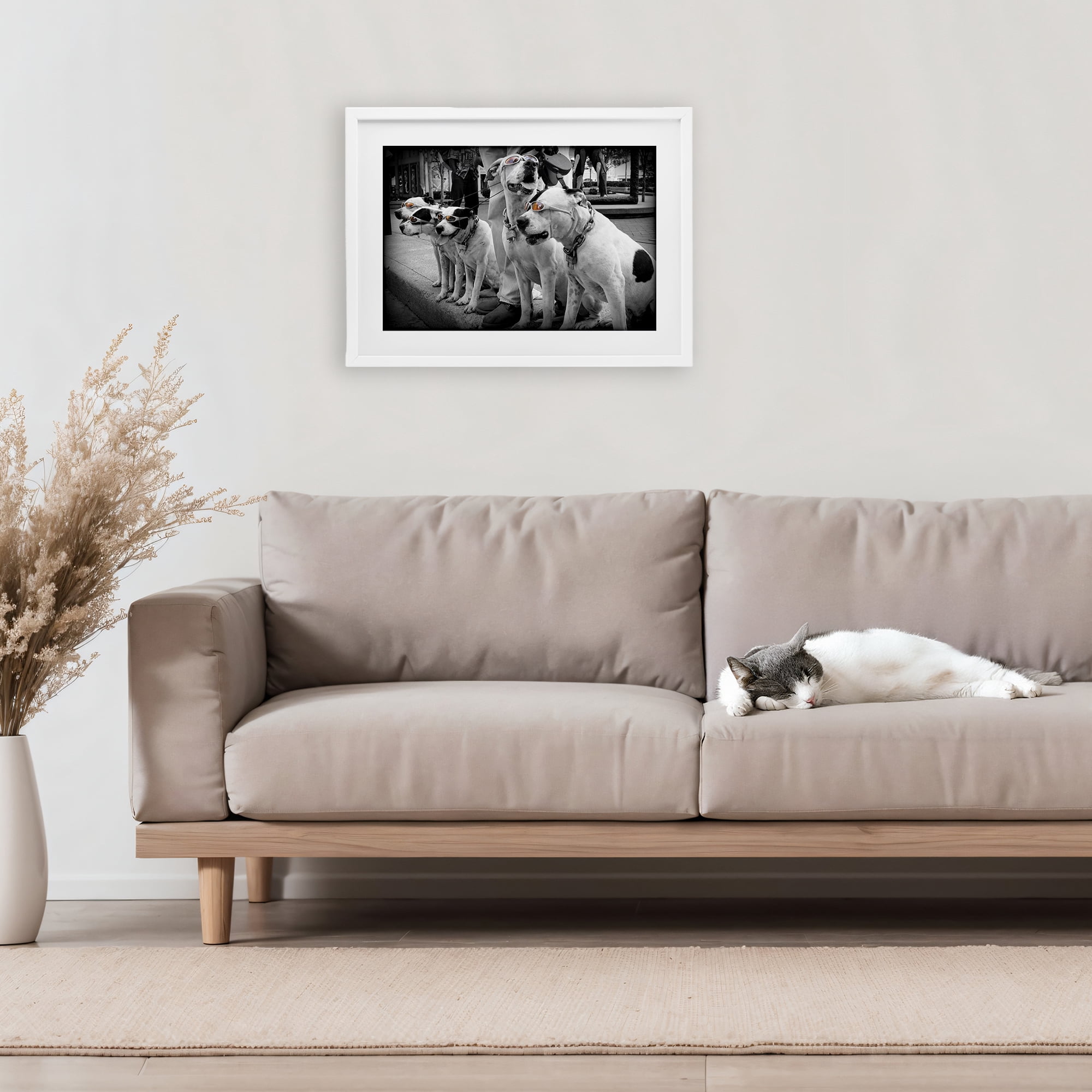Stupell Industries Afternoon Stroll Pups White Framed Print Under Glass, design by Scott Henderson