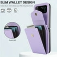 thumbnail image 3 of Dteck for Samsung Galaxy Z Flip 3 Wallet Case,Leather Case with 3 Accordion Card Slots and RFID Blocking Adjustable Crossbody Strap for Unisex,Lightpurple, 3 of 7