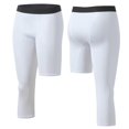 thumbnail image 2 of Fashion YLSDY Mens Youth One Leg 3/4 Compression Tights for Football Basketball Capri Tights Athletic Base Layer Pants White 16, 2 of 4