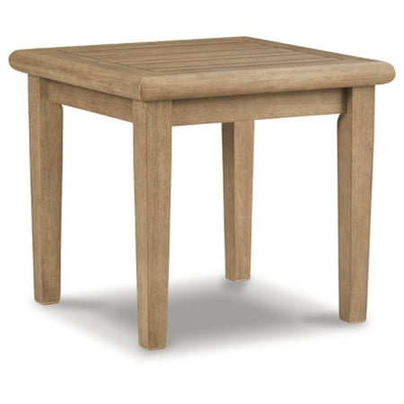 Signature Design by Ashley Gerianne Outdoor Eucalyptus Wood Square End Table Beige