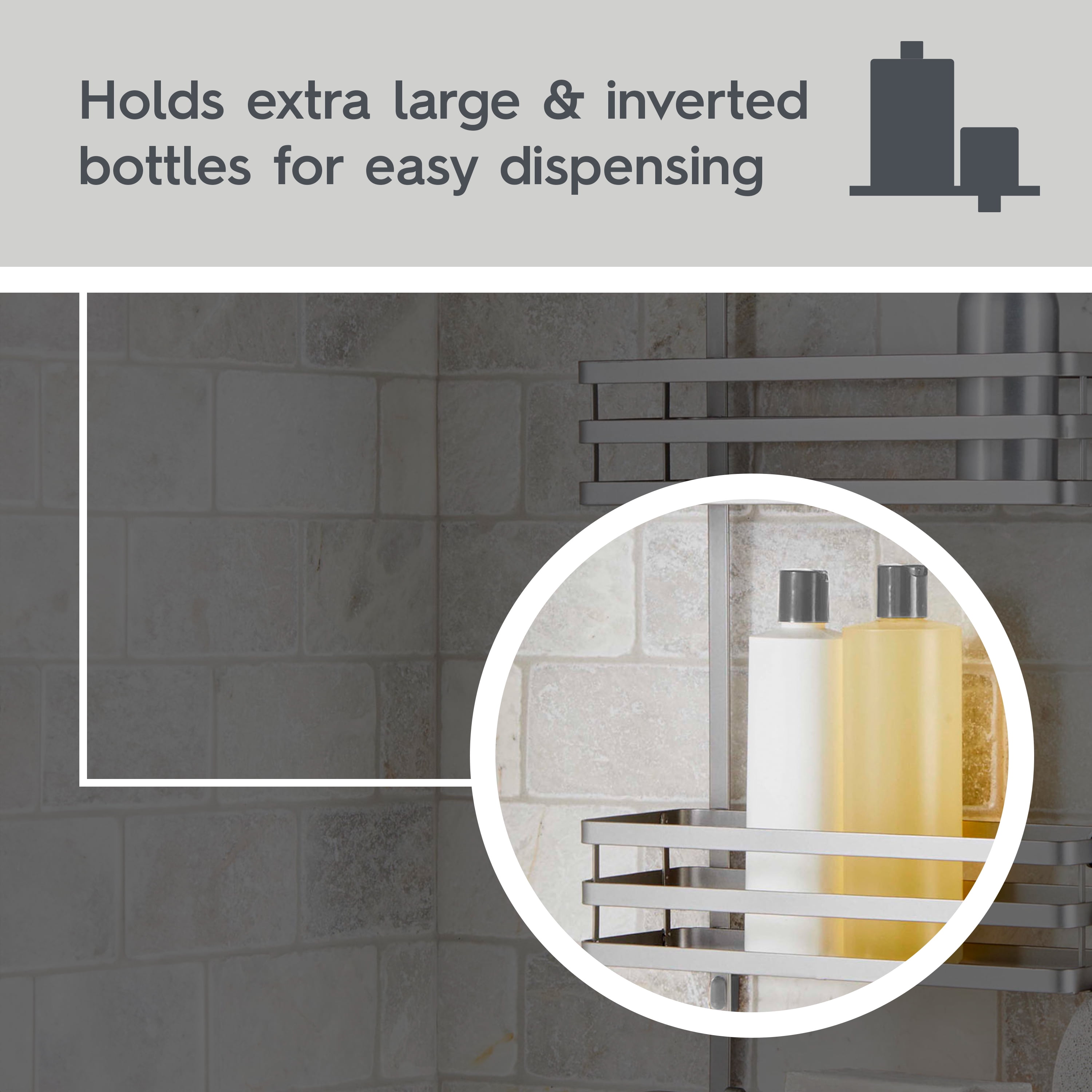 Better Homes & Gardens Nickel Shower Caddy with Flat Wire and 3 Shelves