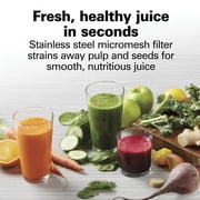 Hamilton Beach Easy Clean Juicer Machine for Fruits and Vegetables with Easy Sweep Cleaning Tool & Extra Large Chute, Extractor de Jugos, Black & Stainless