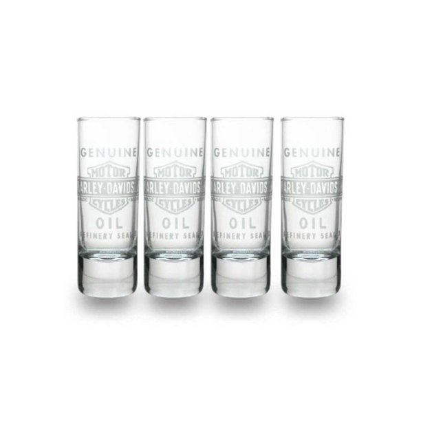 HarleyDavidson Genuine Oil Glass Shot Glasses, Set of 4, 2.5 oz