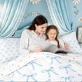 thumbnail image 4 of Meiyoeat Sky Blue Bow Twin Comforter Sets for Boys Girls, Cute Watercolor Cartoon Bedding Set, Reversible, 2 Pieces, 4 of 6