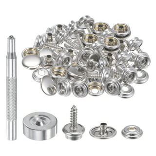 Unique Bargains 50 Sets Stainless Screw Snap Kit 10mm Copper Snaps Button with Tool, Silver Tone - Silver Tone
