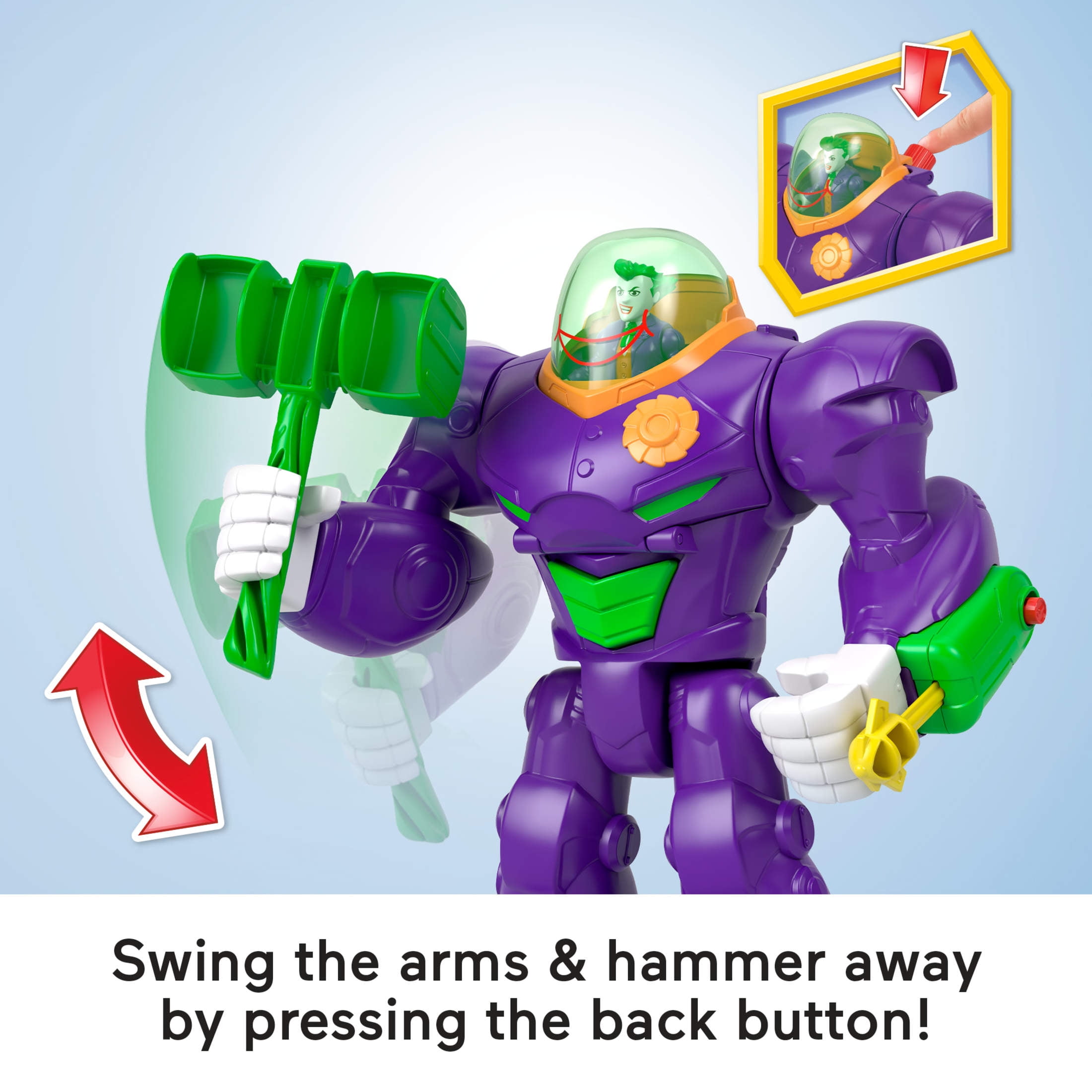 Fisher-Price Imaginext DC Super Friends The Joker Hammer Mech with Launcher, Action Figure & More