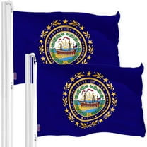 G128 2 Pack: New Hampshire NH State Flag | 3x5 Ft | Printed 150D Polyester - Indoor/Outdoor, Vibrant Colors, Brass Grommets, Quality Polyester, Much Thicker More Durable Than 100D 75D Polyester