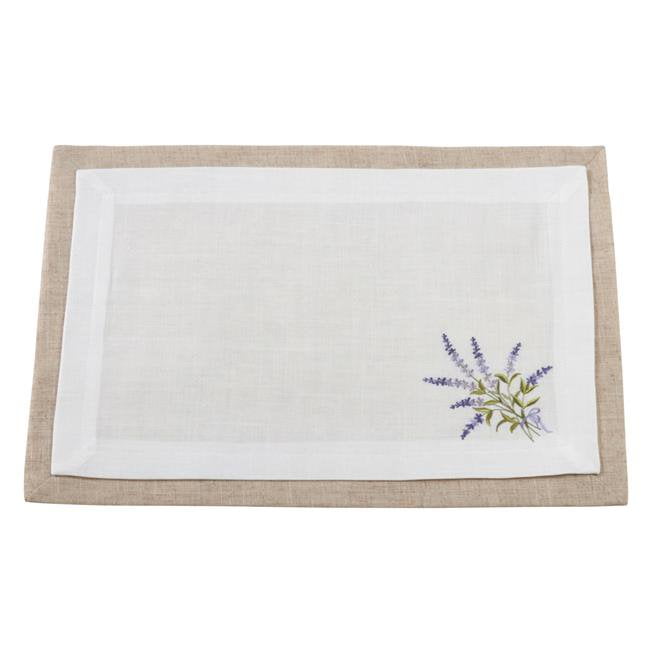 SARO LIFESTYLE Embroidered Holly Design Placemat Natural 14 x 20