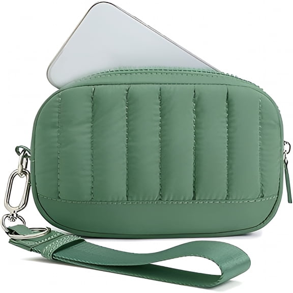 AOMRCOL Wristlet Wallets for Women Quilted RFID Blocking Lightweight Wristlet Purse with Zipper for Travel - Green