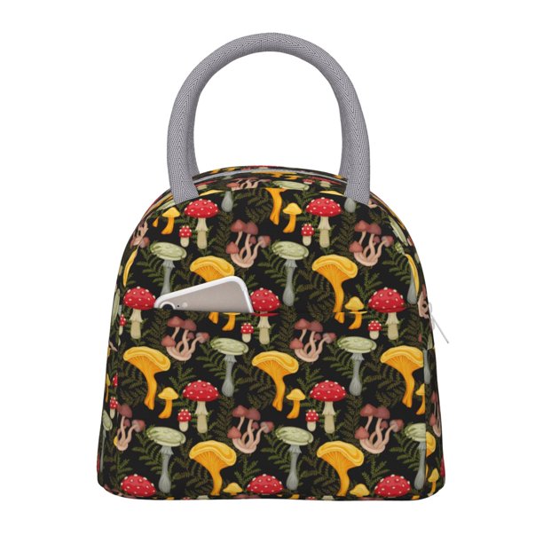 Balery Mushrooms And Fern Stems Bolsa de Almuerzo para Mujeres, Caja de Almuerzo, Bolsa de Almuerzo Pequeña Impermeable, Tote de Almuerzo Reutilizable con Gran Capacidad