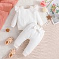thumbnail image 2 of Scyoekwg Toddler Kid Girl Clothes Solid Color Round Neck Long Sleeve Pullover Sweatshirt + Long Pant 2PC Girls Fall Winter Pant Set (White,4 Years), 2 of 7