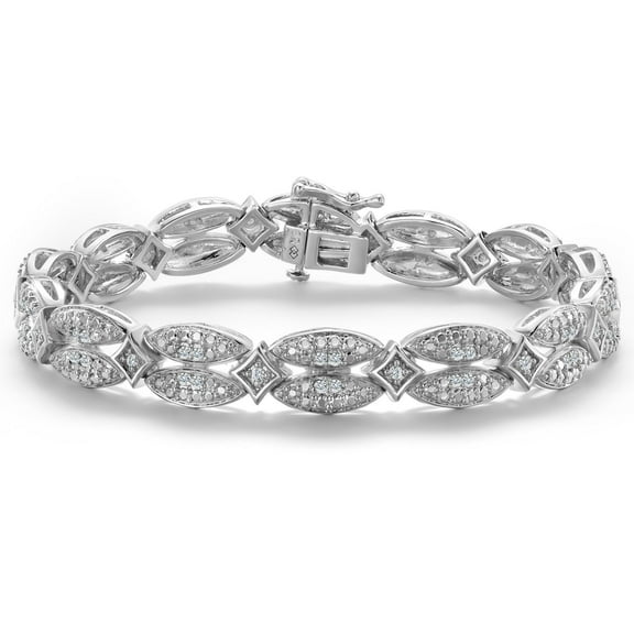 Gem Stone King 18K Yellow Gold Plated Filigree Ornate links Rough Faceted Diamond Tennis Bracelet for Women (1.00 Cttw, 7.5 inches)