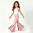 thumbnail image 5 of TIREOW Toddler Baby Girls Bell Bottom Pants Elastic Waist Solid Color Oversize Hem Flare Pants Soft Knit Flare Trousers, 5 of 7