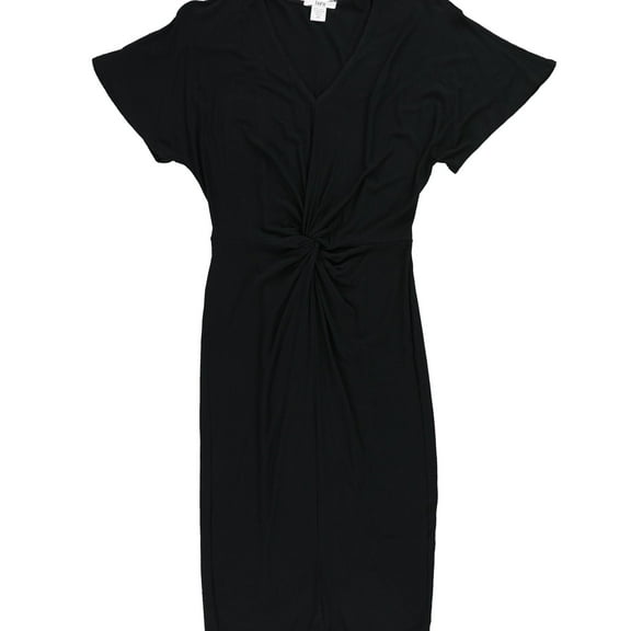 bar III Womens Twist Front Sheath Shirt Dress, Black, Large