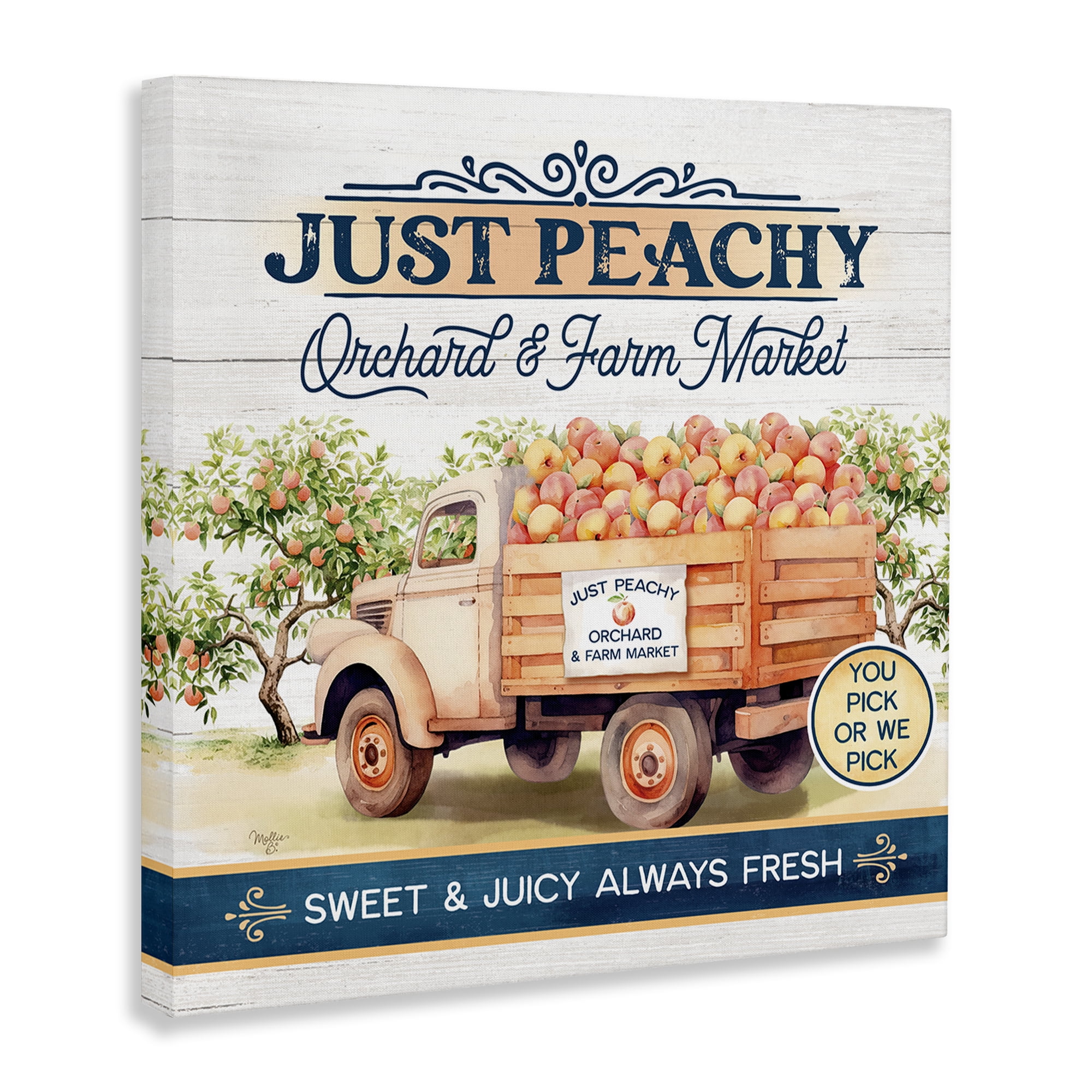 Stupell Industries Just Peachy Orchard Text & Numbers Painting Wrapped Canvas Art Print Wall Art, 24 x 24