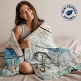 thumbnail image 2 of Retro Coastal Throw Blankets, Wood Texture Sea Turtle Starfish Soft Fleece Blanket Decorative for Home Sofa Couch Chair Living Bedroom, 30x40 Inches, Blue, 2 of 9