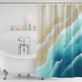 thumbnail image 3 of Teal Ombre Ocean Shower Curtain, Waterproof Shower Curtains for Bathroom, Summer Beach Coastal Waves Gradient Washable Fabric Bathtub Curtain Set Bath Decor with 12 Hooks Standard 72"x72", 3 of 8