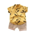 thumbnail image 2 of Spazoro Toddler Kids Boys Girls Outfit Shirts Sets, Summer 2025 2-Piece Printed Short Sleeve Casual Shorts Set Yellow Size 4 T, 2 of 3