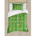 thumbnail image 1 of Soccer Duvet Cover Set Twin Size, Soccer Formation Tactic Illustration Goalkeeper Strikers and Defenders Match Pattern, Decorative 2 Piece Bedding Set with 1 Pillow Sham, Multicolor, by Ambesonne, 1 of 3