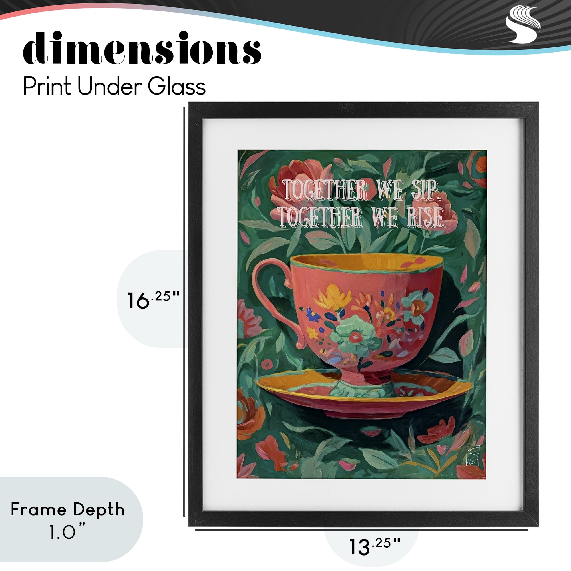 Stupell Industries Together We Sip & Rise Black Framed Print Under Glass, design by Sara Culpepper