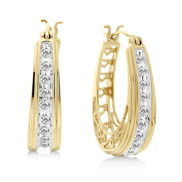 Brilliance Fine Jewelry 1/4 Carat Diamond Hoop Earrings in 18kt Gold