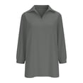 thumbnail image 5 of Ecqkame Womens Cotton Linen Tops 3/4 Length Sleeve V Neck Pullover Lightweight Tunic Blouse Loose Everyday Shirts Dark Gray L, 5 of 8