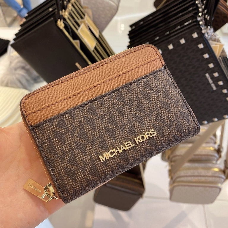 Michael Kors Jet Set Travel Card Wallet, Brown, Zip-Around Leather