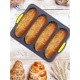 thumbnail image 5 of Qenwkxz 4 Slot Silicone Pan Non-Stick French Bread Baking Pan Professional Hot Dog Bun Tray Mold for Homemade Bread Baking 13.39*9.45*0.98in Black, 5 of 10