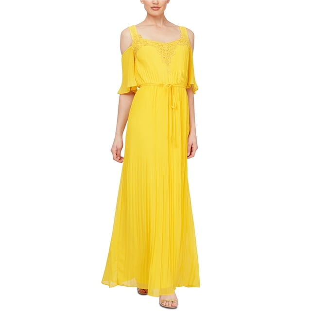Vestido largo SLNY bordado con Hombros descubiertos para mujer amarillo 10