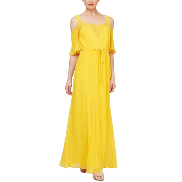 Vestido largo SLNY bordado con Hombros descubiertos para mujer amarillo 10
