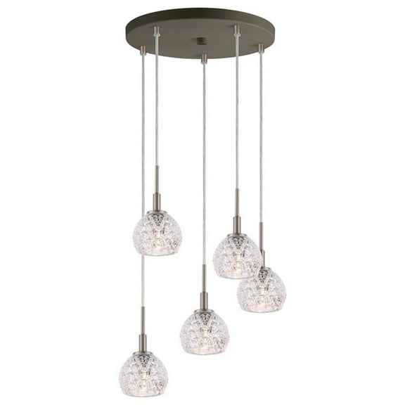 Woodbridge Lighting Elise 1-Light Mercury Glass Cluster Pendant in Nickel/Bronze
