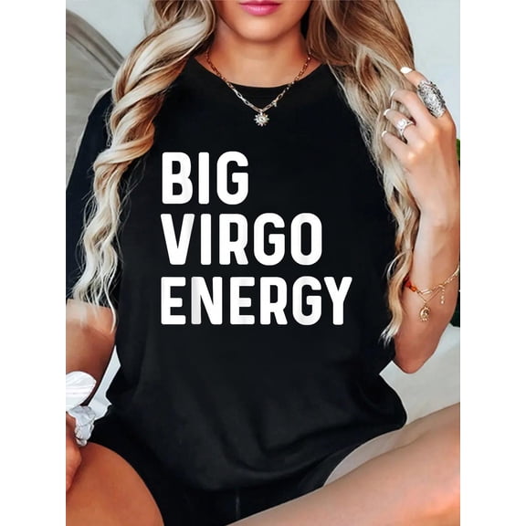 100% Cotton Virgo Shirt Women Big Virgo Energy Astrology Zodiac Sign T-Shirt Women's Graphic Tee Casual Tops