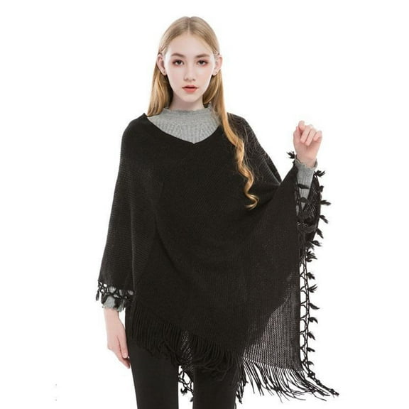 Clearance Baberdicy 1 Scarf Big Deal Women Striped Poncho with Tassels Knitted Shawl Scarf Fringed Wraps Pashminas Sweater Pullover Cape Gifts for Women