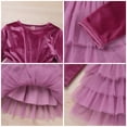 thumbnail image 5 of FYMNSI Velvet Christmas Dress for Girls Toddler Fall Winter Layered Tiered Tulle Dresses Vintage Party Midi Gown 7-8 Years Light Purple, 5 of 7