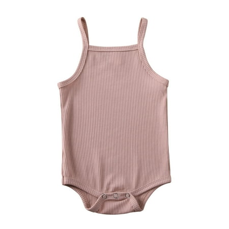 

Douhoow Summer Newborn Boys Girls Sling Sleeveless Romper Baby Cotton Jumpsuit Solid Color Playsuit