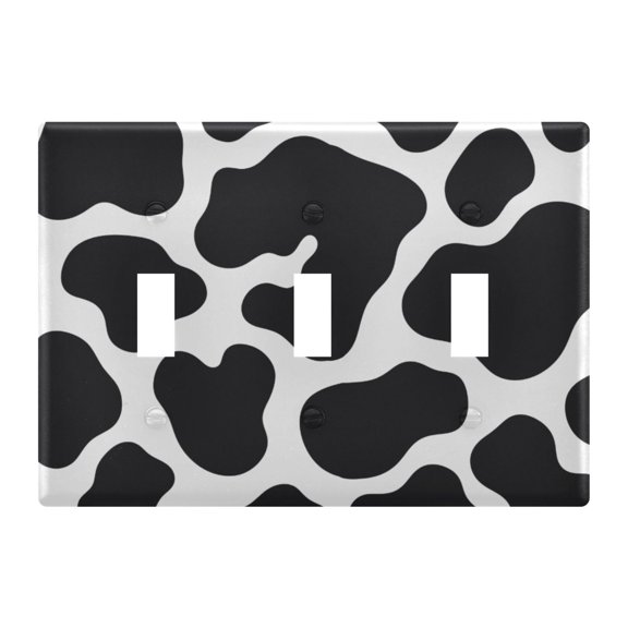 Black White Blocks Toggle Switch Wall Plate 2-Gang Unbreakable Durable PC Flush Fit Round Edge 4.48x6.37in