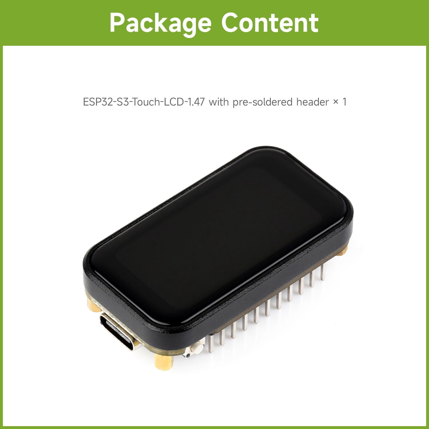 ESP32-S3 1.47inch Touch Display Development Board, 172×320 Resolution, 262K Display Color, Supports 2.4GHz Wi-Fi/BLE 5, 240MHz LX7 Dual-core Processor, with Pinheader