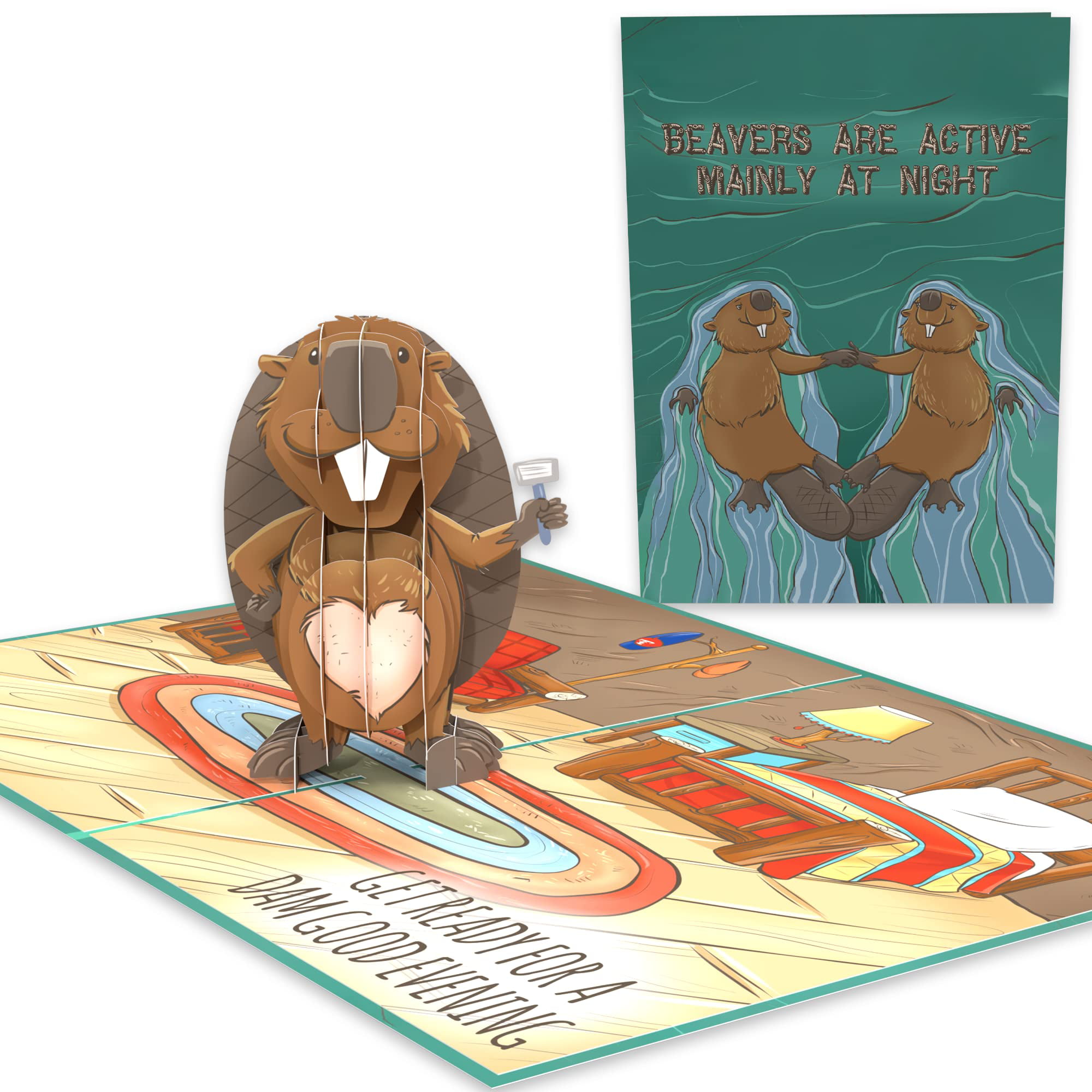 Funny Pop Up Anniversary Card | Pop Up Cards Of A Cute Beaver 