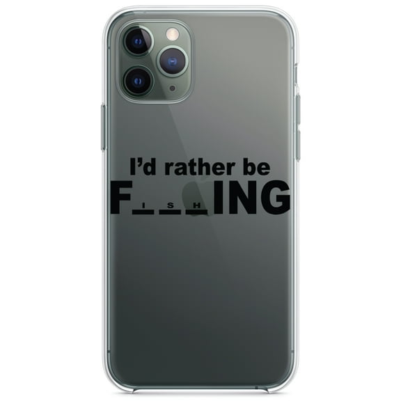 DistinctInk Clear Shockproof Hybrid Case for iPhone 13 PRO (6.1" Screen) - TPU Bumper Acrylic Back Tempered Glass Screen Protector - I'd Rather Be Fishing