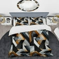 thumbnail image 2 of Designart "Dimensional Black and Gold Marble Mosaic II" Geometric Bedding Covert Set - Modern & Contemporary Bed Set With 1 Sham, 2 of 5